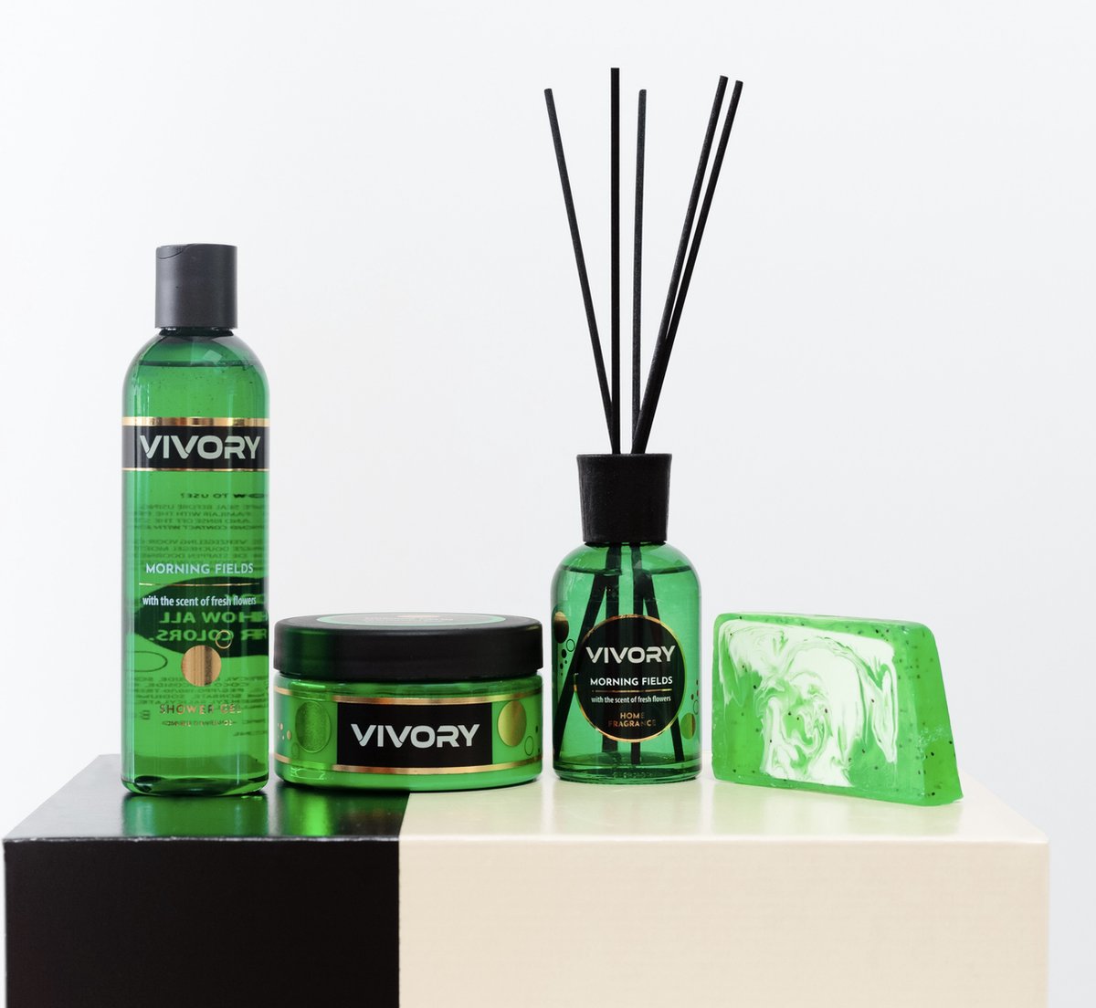 Goedkoopste Vivory Geschenkset Bodycare & Home - Morning Fields - 4 grote producten VOORDEEL AANBIEDING