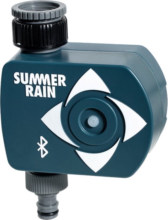 Blauwe SummerRain beregeningscomputer met Bluetooth logo