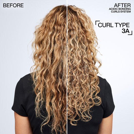 Photos avant/après du type de boucle 3A. Avant : cheveux ondulés. Après : boucles pleines et définies.