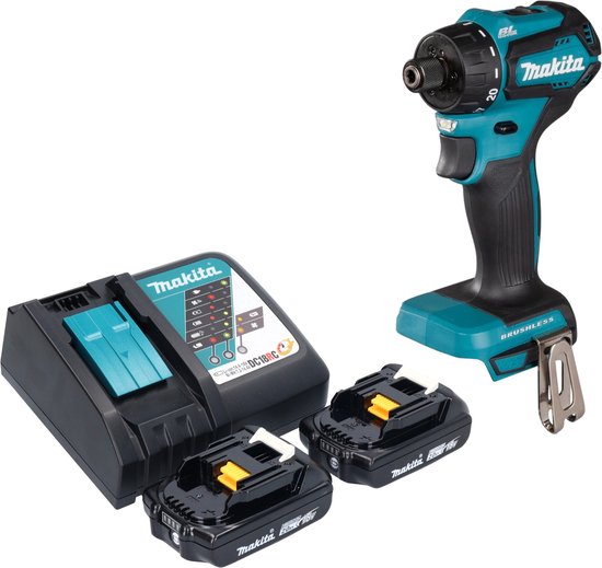 Makita DDF 083 RA accuboormachine 18 V 40 Nm 1/4'' borstelloos + 2x oplaadbare accu 2.0 Ah + lader