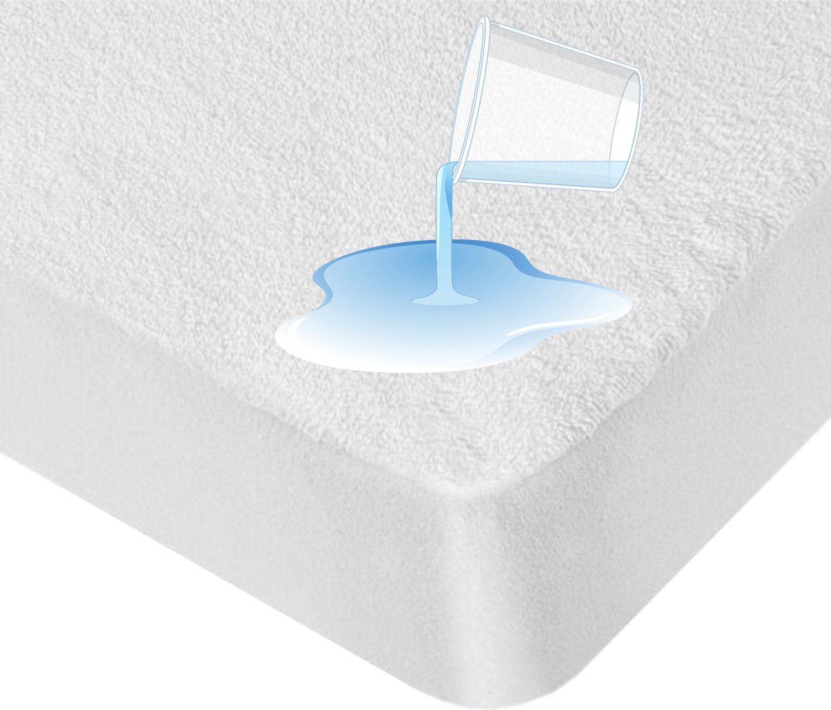 Waterdichte Matrasbeschermer 200x200 - UNIFICATO - Waterdichte Hoeslaken 200x200 cm - Hoeslakenbadstof - Ademend - Antibacteriëel - Katoenen oppervlak -Rondom Elastiek - Wit - Incontinentie Matrasbeschermer