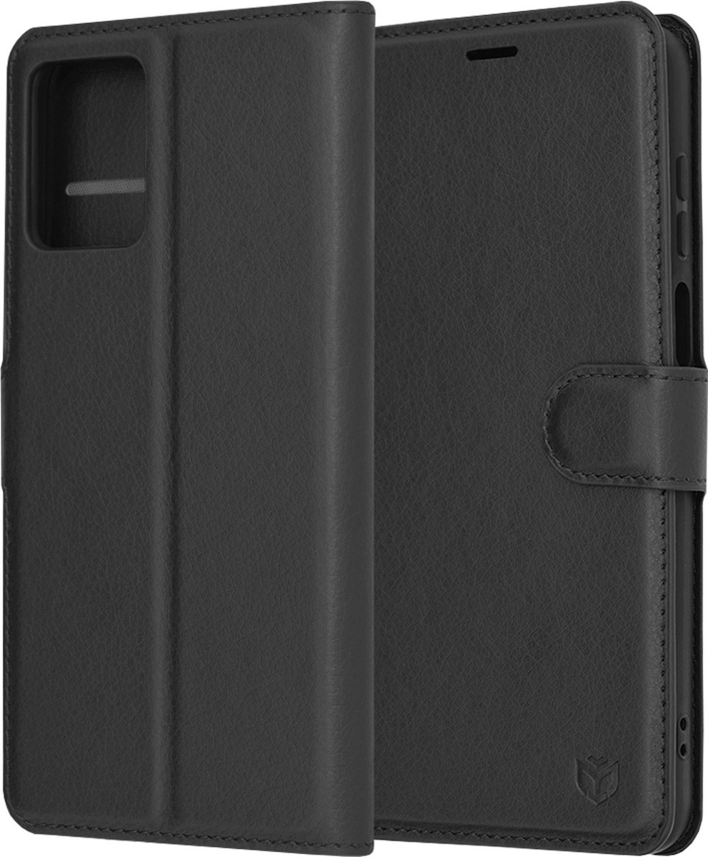Techsuit Leather Folio Book Wallet Case hoesje voor Motorola Moto G23 / Moto G13 - Zwart