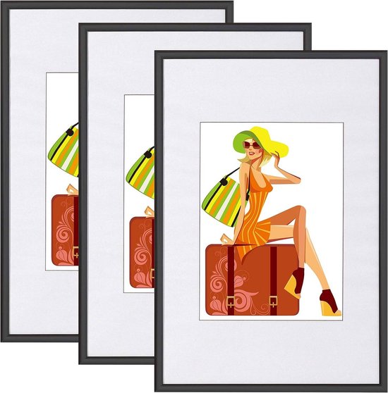 Fotolijstset - Fotolijsten - Displayframes - Duurzaam kunststof en glas - Veelzijdige wand- of bureaumontage - Geschikt voor meerdere maten - 10x15cm tot 50x70cm