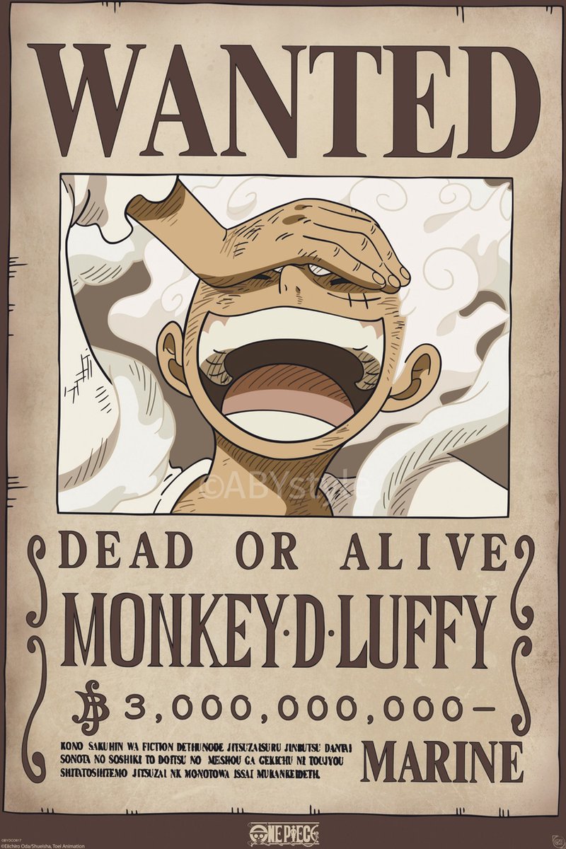 ABYSTYLE Poster One Piece - Wanted Luffy Wano 61x91,5cm Divers