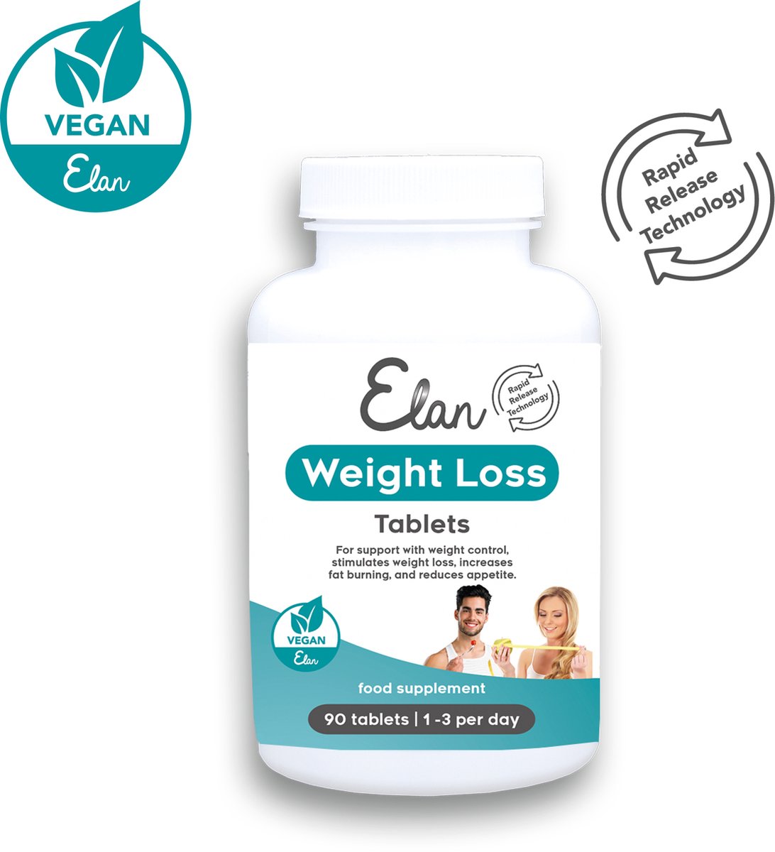 Goedkoopste Elan Weight Loss tabletten - Ondersteuning bij gewichtsbeheersing - Stimulatie van gewichtsverlies - Verhoging van de vetverbranding - Vermindering van de eetlust - 90 tabletten