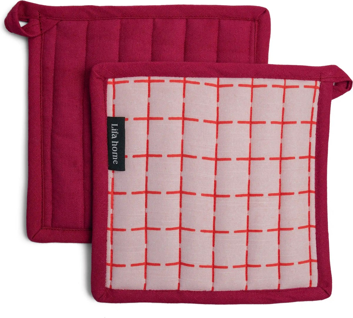 Pannenlappen - 2 stuks - Vivid - Roze - Oranje - Rood - 20 x 20 cm - Biologisch Katoen