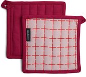 Pannenlappen - 2 stuks - Vivid - Roze - Oranje - Rood - 20 x 20 cm - Biologisch Katoen