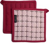 Pannenlappen - 2 stuks - Vivid - Roze - Donkerrood - Rood - 20 x 20 cm - Biologisch Katoen