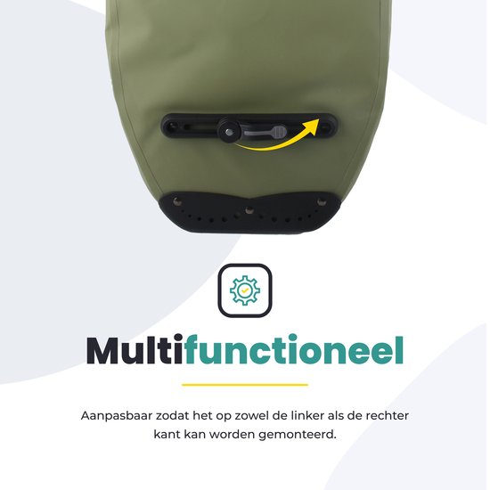 Voltano Luxe Fietstas 28L - Enkele Pakaftas - Mos Groen - 100% Waterdicht - Met Schouderband van Voltano — afbeelding 4