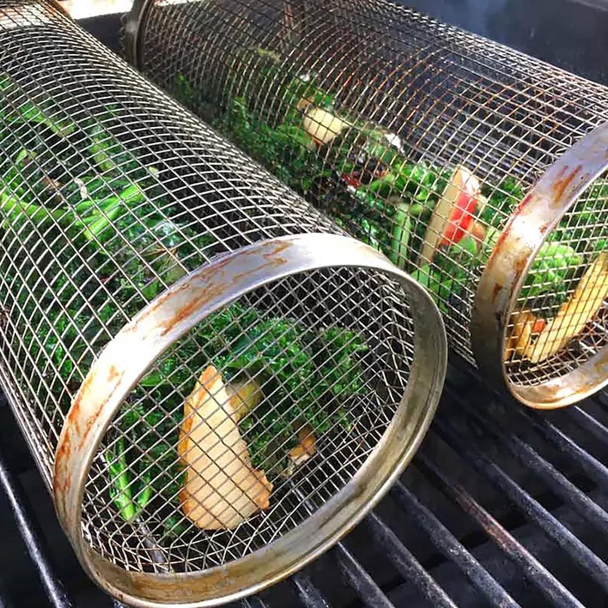 Grote Rollende Grillmand Roestvrijstalen BBQ Grillrooster Mandje Anti-aanbak Vis Groenten Grillrooster BBQ-accessoires voor buiten Picknick Kampvuur Kamperen 1 Stuk (30 cm) van Merkloos / Sans marque — cadeau in Koken & Dineren - foto 3
