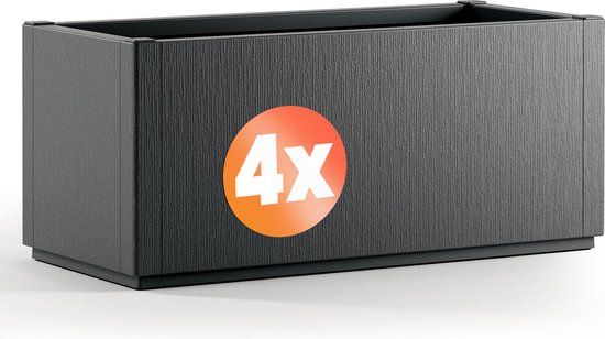 Casaria Plantenbak Set van 4 - Vorstbestendig 80l 80x36x35cm - Antraciet