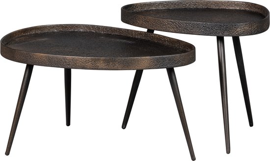 BePureHome Tables d'appoint Brut - Zinc - Bronze Antique - 39x71x52