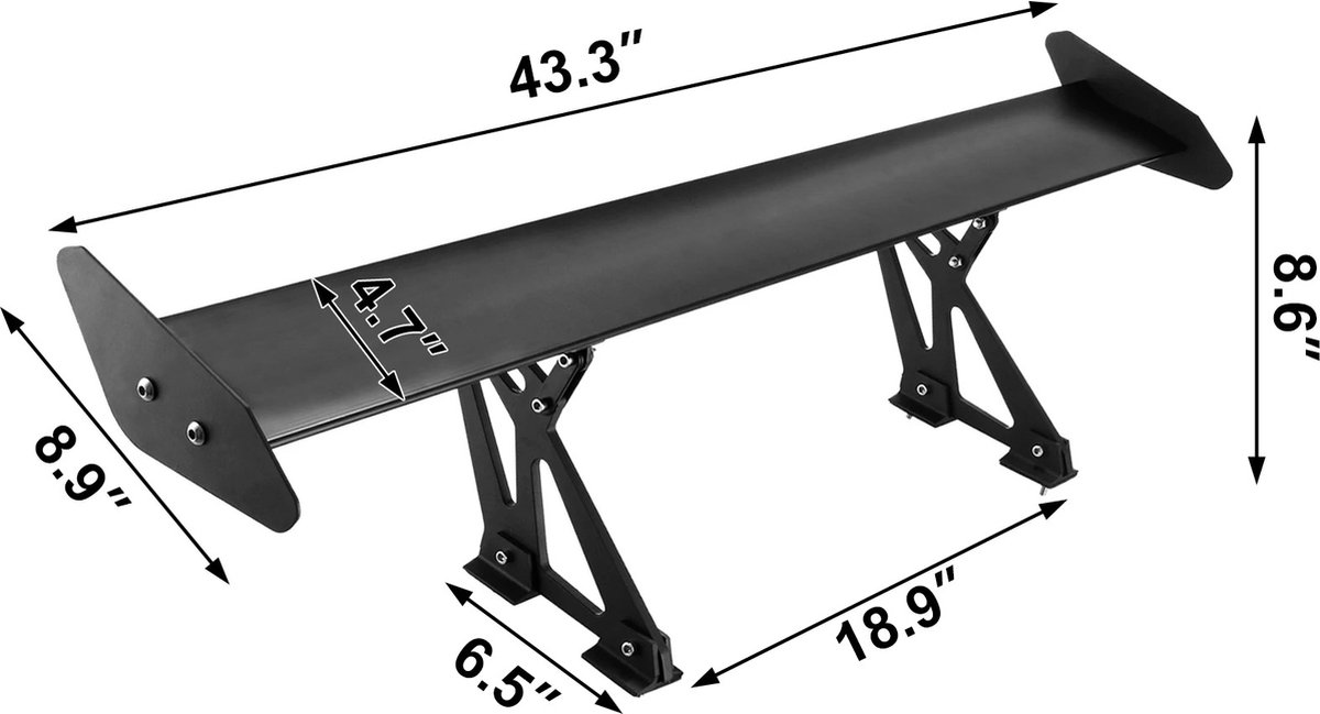 Aileron Arrière Universel Voiture 141cm Style Sport GT Racing - ABS Fibre Carbone Noir Brillant - Installation Facile