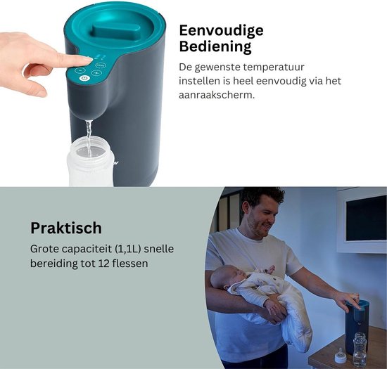 White-Label® Flesvoeding Apparaat - Baby Melk Machine - Fles Maker - Grijs met Blauw — afbeelding 2