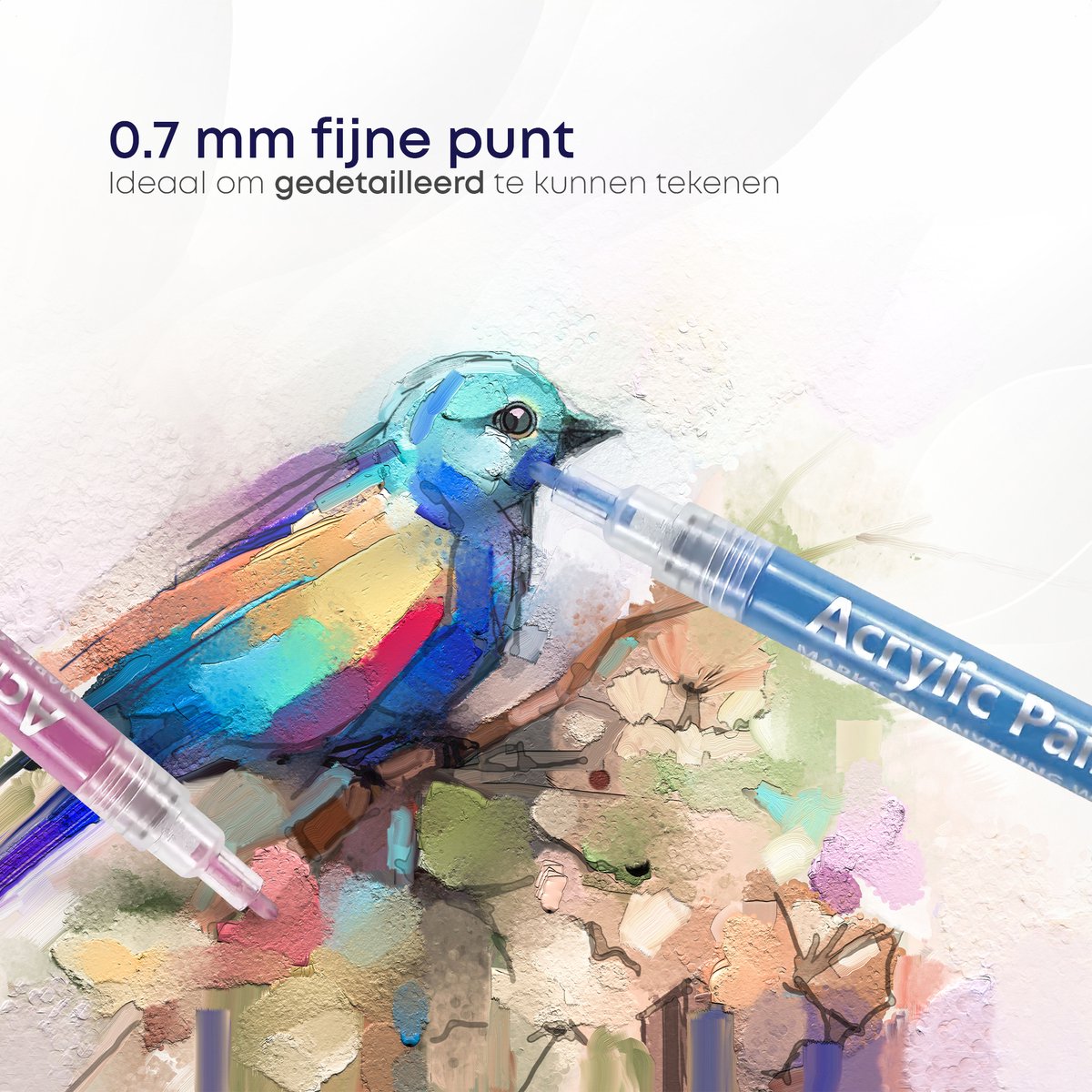 TrenDingz® Premium Acryl Verf Stiften - 24 Stuks Kleuren - Happy Stones Stenen Schilderen - 0,7 mm tip - Acrylverf Tekenset Acrylstiften - Kinderen & Volwassenen — afbeelding 6
