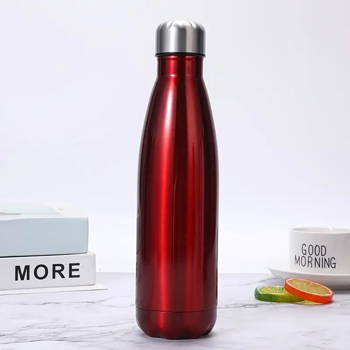 MONOO Waterfles - 750ml - Rood - Drinkfles - BPA Vrij - RVS