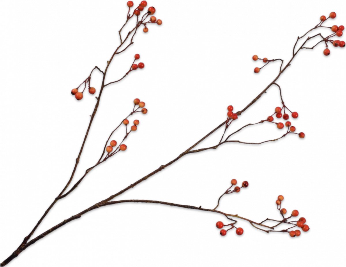 Silk-ka Kunstbloem-Zijden Bloem Bessentak Oranje 94 cm