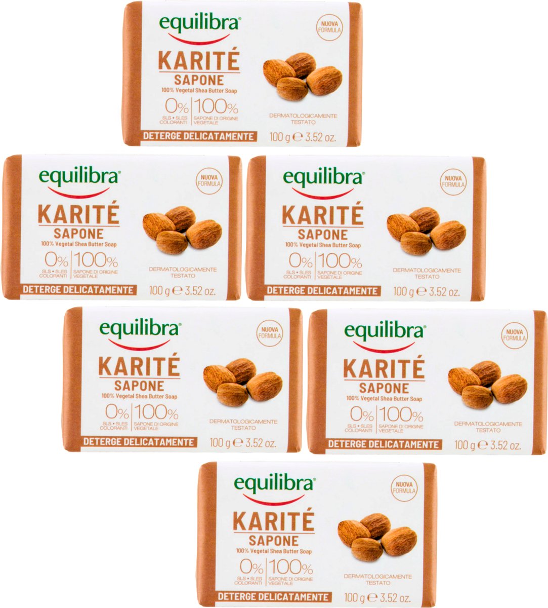 Goedkoopste Equilibra Karite Antibacteriële Handzeep - 6 x 100g - Zeep met Shea Butter - Zeep Zonder SLES - Parabenen vrij - Geen Kleurstoffen