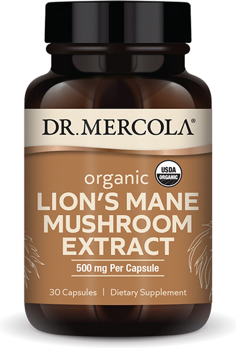 Goedkoopste Dr. Mercola - Organic Lion's Mane Mushroom Extract - Hericium - Pruikzwam - 500 mg - 30 capsules