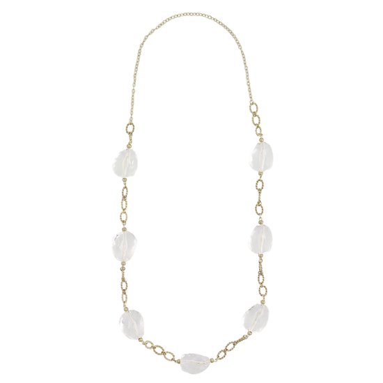 Behave - Collier - Couleur Or avec Perles Transparentes - 85 cm de long