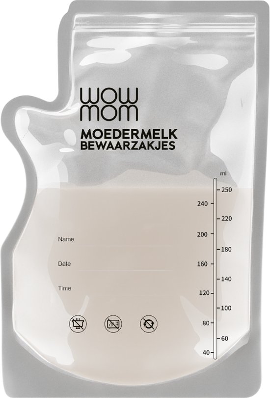 Foto: Wowmom moedermelk bewaarzakjes 100 stuks borstvoeding bewaarzakje moedermelk bewaarzakje 240 ml met dubbele sluiting en schenktuit