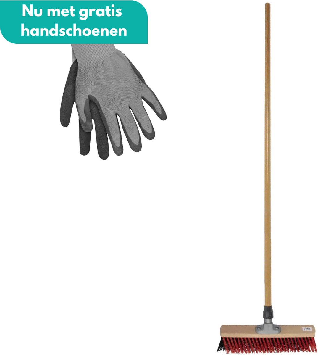 HomGar – Buitenbezem – Straatbezem – Tuinbezem -Terrasbezem – Schobborstel - X bezem 30 cm met steel 140 cm – Nu met GRATIS tuinhandschoenen