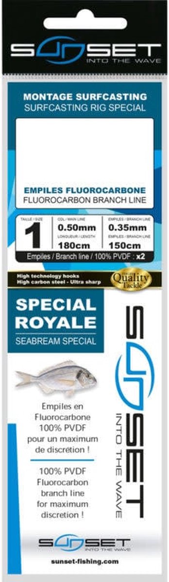 Sunset Surfcasting Rig Special Fluorocarbon Branch Line Sea Bream Special 180cm (2 pcs) - Maat : Haak 2 - 0.50mm