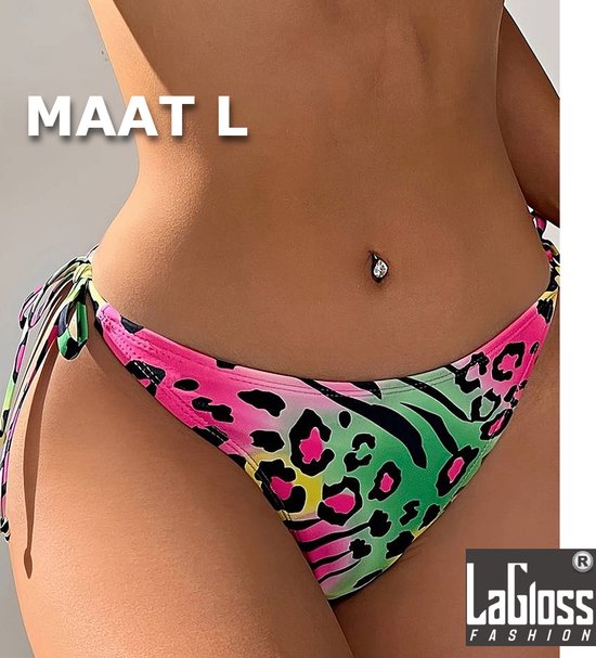 LaGloss® Neon Panther print Bikini Bottom - été - maillot de bain de plage - piscine bikini de plage - Taille L %%