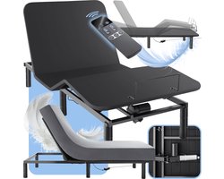 tectake® - Elektrisch verstelbare bedbodem 90x200 cm met 2 stille motoren - Opvouwbaar - Elektrisch bedframe - Elektrische rugleuning - Verstelbaar - Geschikt voor matrassen, logeerbed, jeugdbed