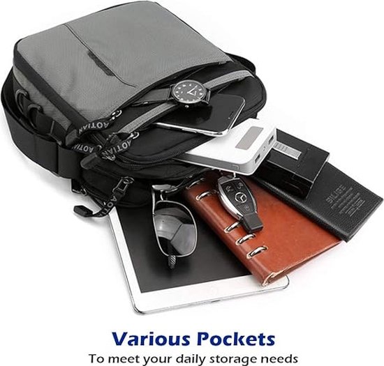 Sac Bandoulière Homme En PU, Pochette Voyage Qualité Supérieure, Motif Point, Pratique