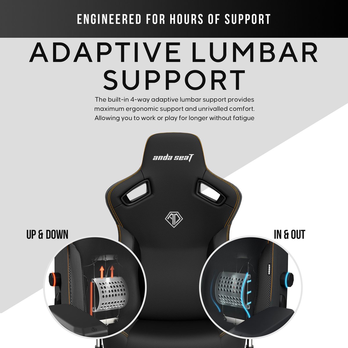 Afbeelding 2 van Andaseat Kaiser 3 - Ultiem Comfort - Ergonomische Ondersteuning - 4D-Armleuningen - Hoogwaardig PVC-Leder - Verstelbare Rugleuning - MagSwap Technologie