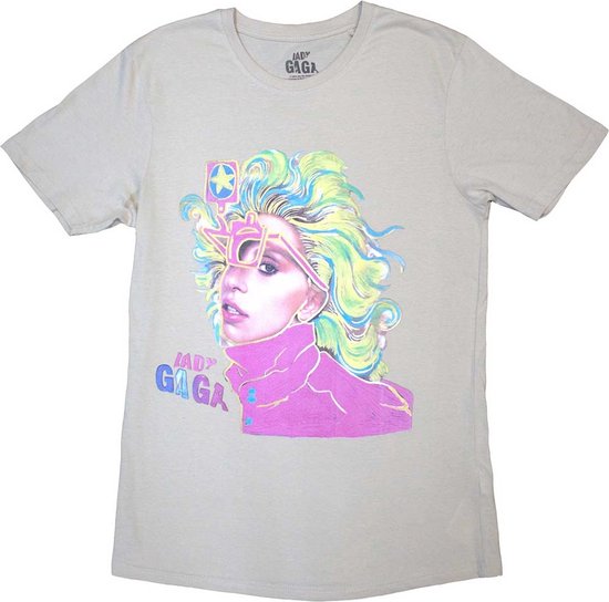 Lady Gaga - Colour Sketch Heren T-shirt - L - Grijs