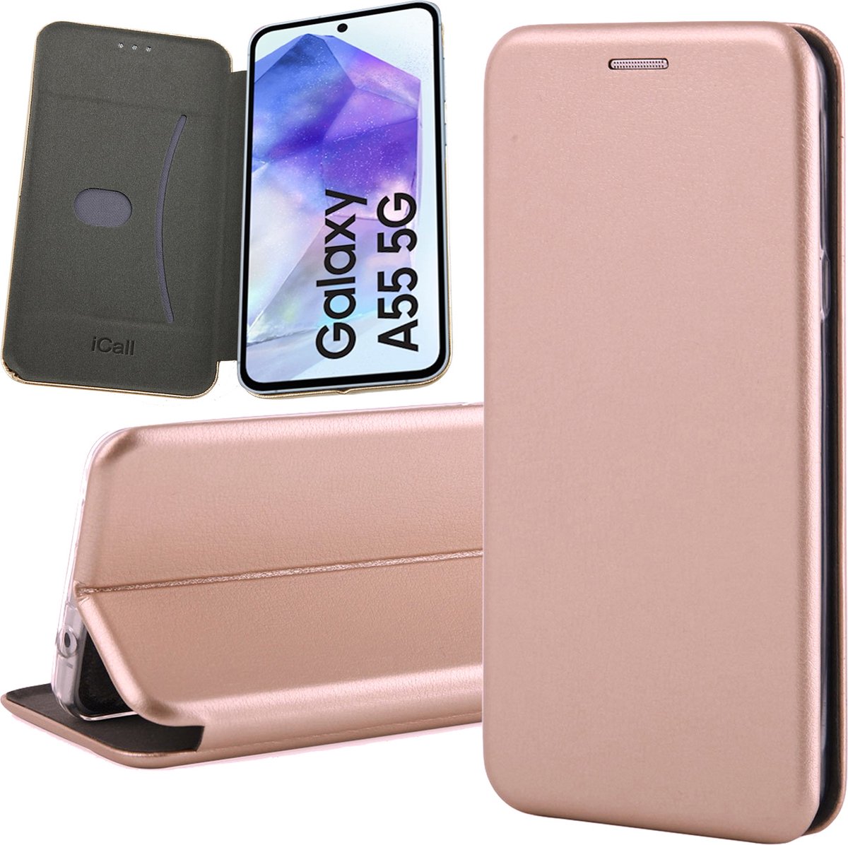 Hoesje geschikt voor Samsung Galaxy A55 - Wallet Book Case Rosegoud