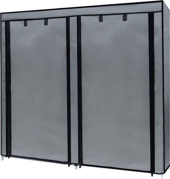 Armoire pliante Intirilife 120x30x110 cm en GRIS CENDRE - Avec fermeture éclair Armoire à linge Range-chaussures Commode à 12 compartiments - Armoire de camping Armoire textile