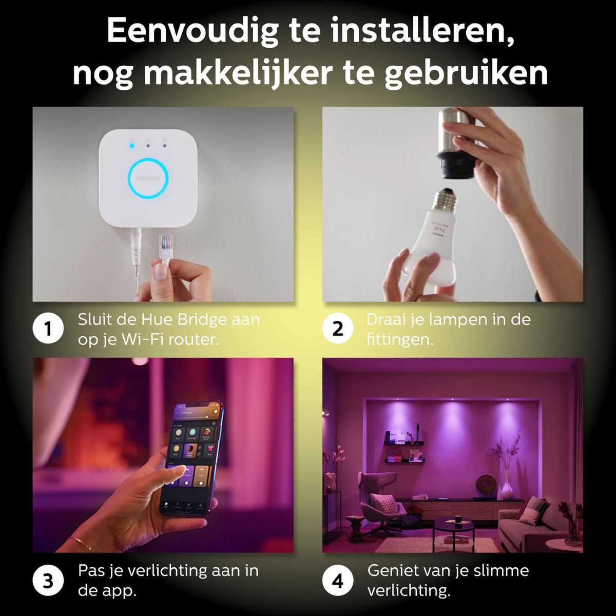 Philips Hue Voordeelpakket - GU10 - met 4 Spotjes - Warm tot Koelwit Licht - Hue White Ambiance — afbeelding 4