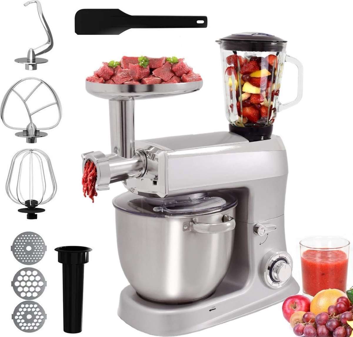 Royalty Line 3-in-1 Keukenmachine - 2100W - 7.5L - Zilver