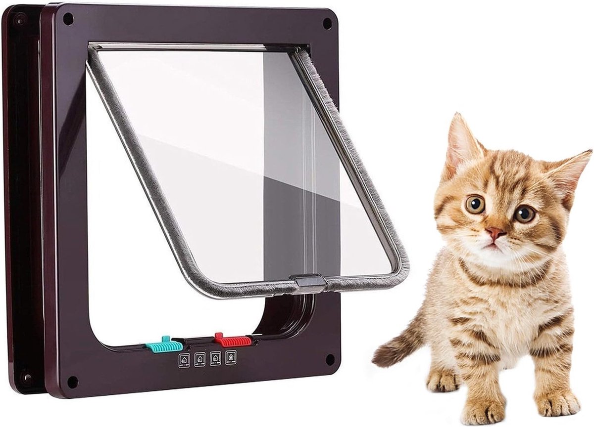 Bol.com Kattenklep binnendeur bruin geïsoleerd voor katten - 4 vergrendelingsstangen - geruisloos met magneet - 235 cm x 25 cm (... aanbieding