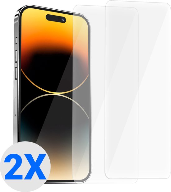 Twee screenprotectors voor een iPhone 15 Pro.