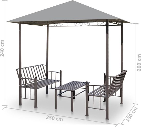 Tuin tafels en stoelen 2.5x1.5x2.4 m - Tuin Prieel - Tuinprieel -... bol.com