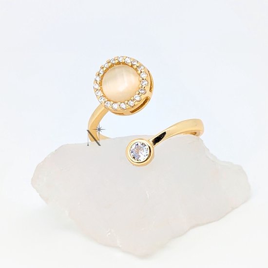 Luminora S925 Opal Ring Goud - Fidget Ring Zilver 925 - Anxiety Ring - Stress Ring - Anti Stress Ring - Spinner Ring - Spinning Ring - Draai Ring - Ring Rosé Goud Dames - Rosé Gouden Ring - Wellness Sieraden