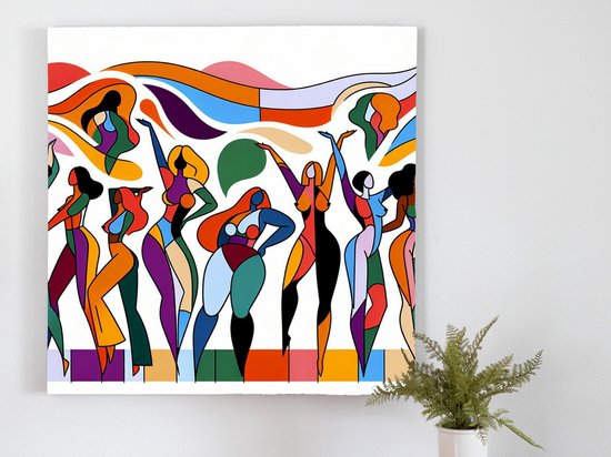Modern dikke dames schilderij | Expressieve sculpturen van vollere vrouwen in hedendaagse artistieke uitvoering | Kunst - 75x75 centimeter op Forex | Foto op Forex