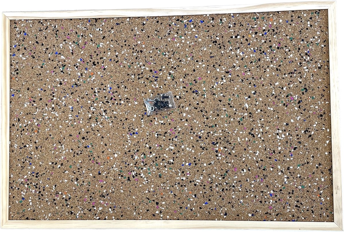 Prikbord dubbelzijdig kleurtjes /naturel incl. ophangsysteem en punaises 39x59.5 cm