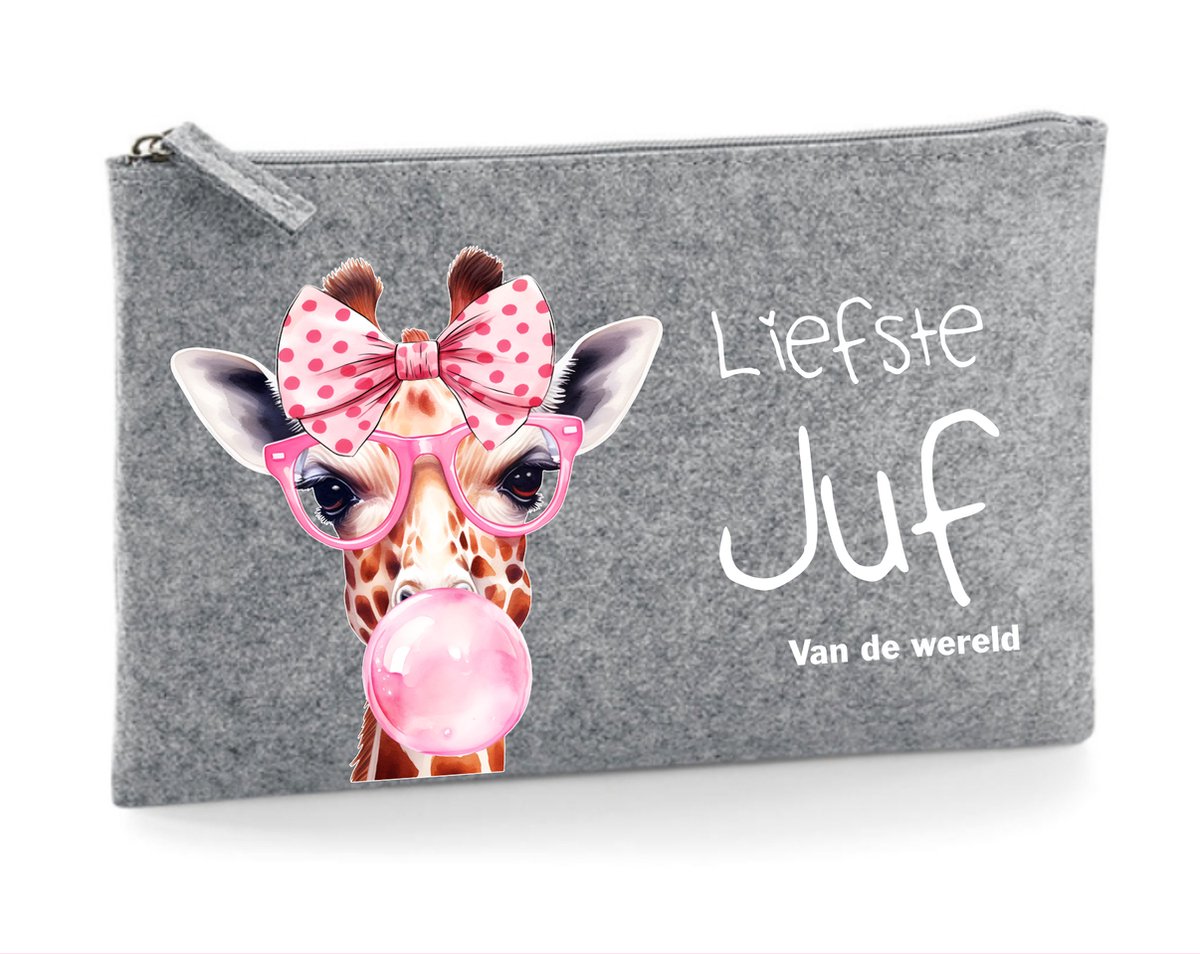 Etui Lichtgrijs- Juf etui-juf cadeautje-einde schooljaar-juf cadeau tip.