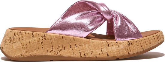 FitFlop F-Mode Leather-Twist Flatform Slides (Cork Wrap) PAARS - Maat 40