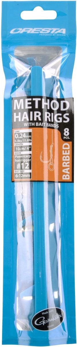 Cresta Method Hair Rig Bait Band Barbed (8 pcs) - Maat : 10cm - haak 10 - 0.26mm