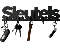 Sleutelrekje - Zwart - Sleutelhouder muur - Sleutelrekje modern - Sleutelbord - Sleutel organizer - Sleutel bord - Sleutelbord wand met haken - Sleutels ophangen - Sleutelkastje - Sleutelrek - Vaderdag cadeau - Moederdag cadeautje - Sleutel houder