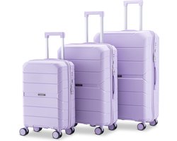 SKYCASES Urban Adventurer - Kofferset - 3-delig - Cijferslot - 232L - Spinner wielen - Reiskoffer met Kofferslot - Lichtgewicht - Paars