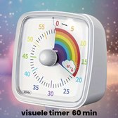 Allernieuwste.nl® Visuele Afteltimer REGENBOOG Countdown Timer Tijdklok 60 Minuten Leerklok Kind School Thuis Keuken Kantoor - Stille Timer Met Nachtlampje - Wit Regenboog %%
