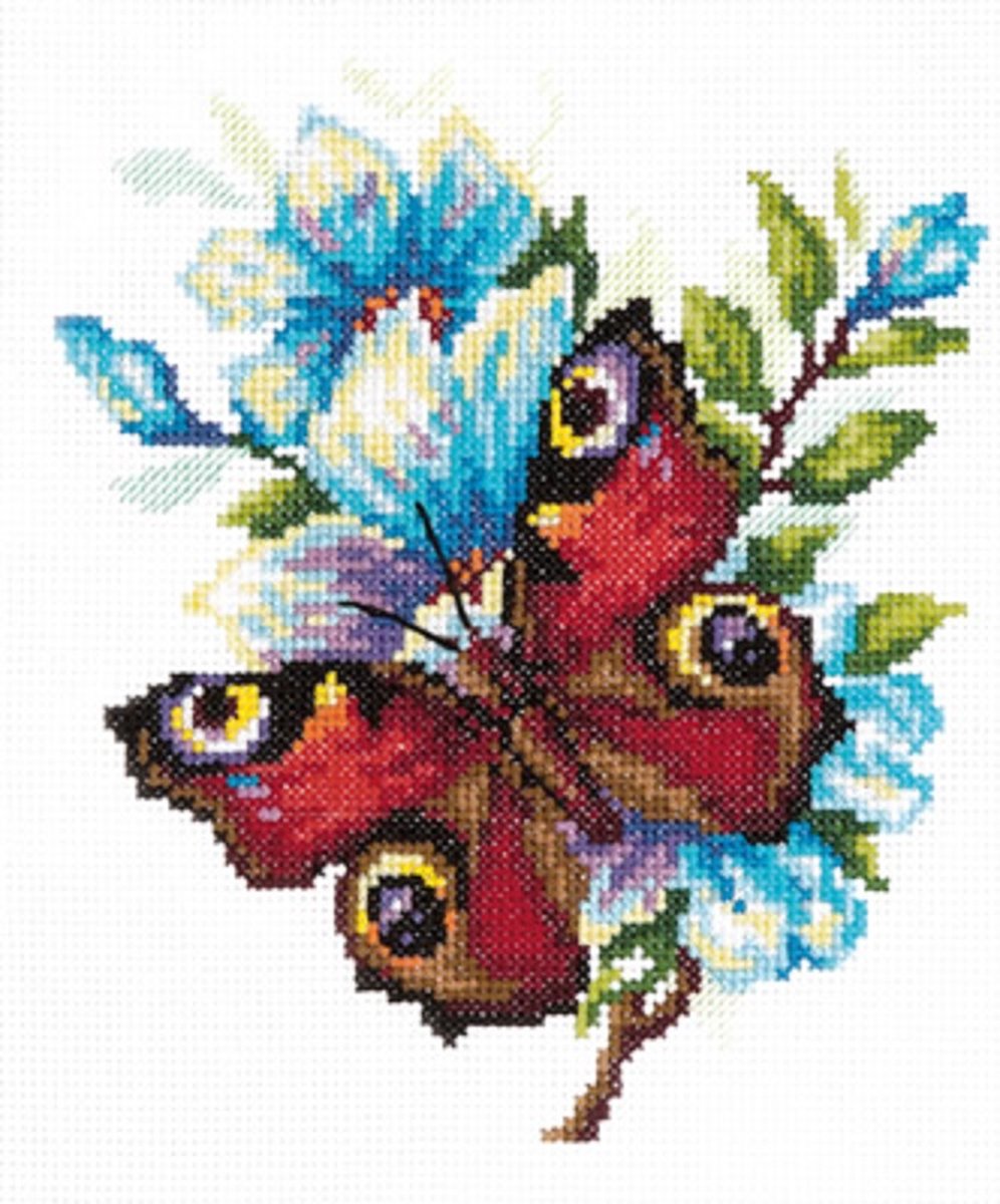 Borduurpakket Chudo Igla - BUTTERFLIES: PEACOCK BUTTERFLY
