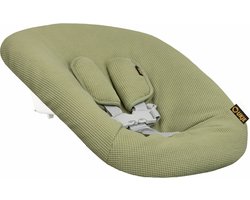 Ukje Newborn Hoes Tripp Trapp - Voor Stokke Kidsmill Novi Kaos Newborn Set - Veilig getest Oeko-Tex - Waterdichte binnenkant - Met Gordelbeschermers - Groen wafeltje